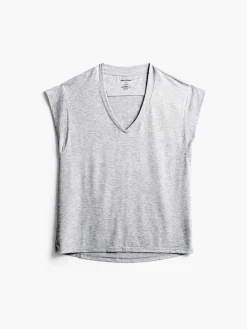 Sale Pale Grey Heather Women'S Composite Merino V-Neck Tee Women'S Shirts