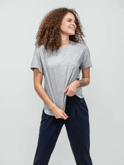 Online Pale Grey Heather Women'S Composite Merino Boxy Tee Women'S Shirts