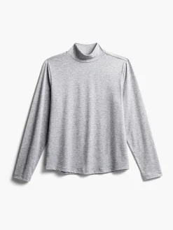 Shop Pale Grey Heather Women'S Composite Merino Mock Neck Women'S Shirts