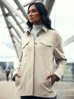 Shop Pale Grey Heather Women'S Composite Merino Mock Neck Women'S Shirts