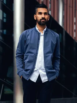 Sale Shadow Blue Heather Men'S Kinetic Bomber Jacket Men'S Jackets & Coats