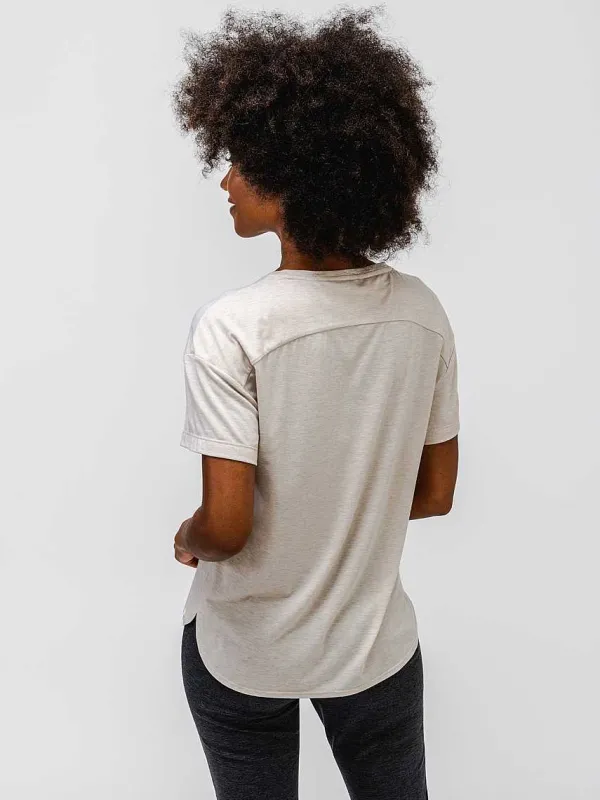 Cheap Taupe Heather Women'S Composite Merino Boxy Tee Women'S Polos, Tees & Henleys