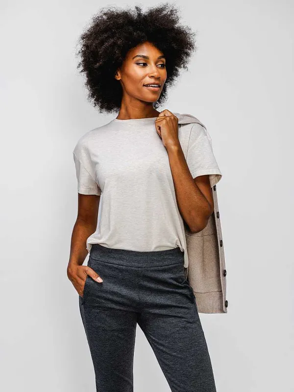 Cheap Taupe Heather Women'S Composite Merino Boxy Tee Women'S Polos, Tees & Henleys