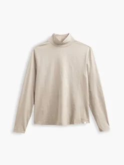 Outlet Taupe Women'S Composite Merino Mock Neck Women'S Shirts