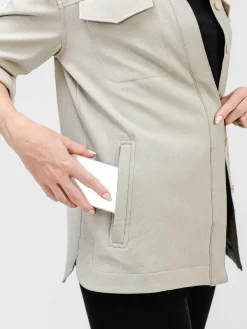 Cheap Taupe Women'S Fusion Overshirt Women'S Shirts