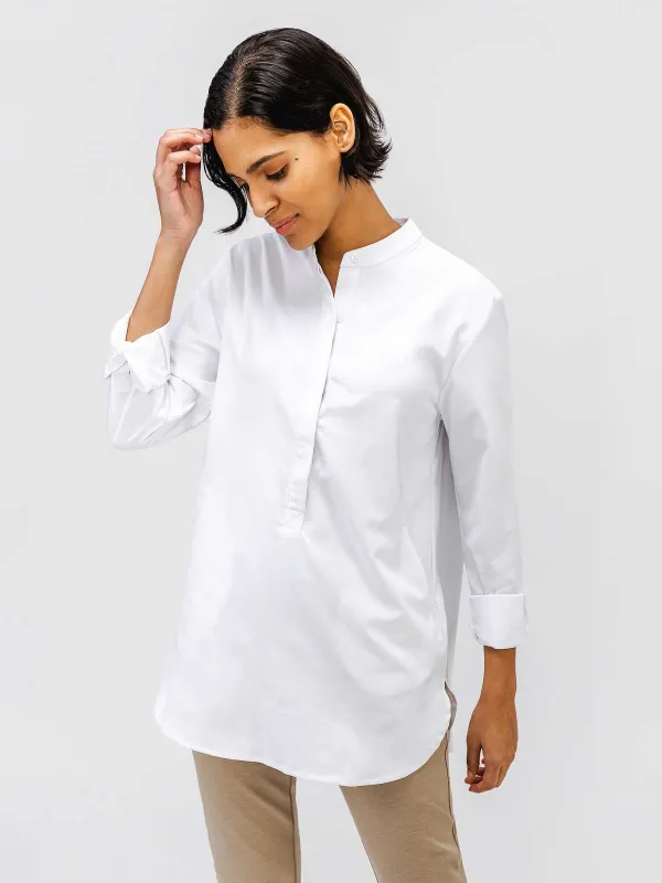 Clearance White Women'S Aerozero° Band Collar Tunic Women'S Shirts