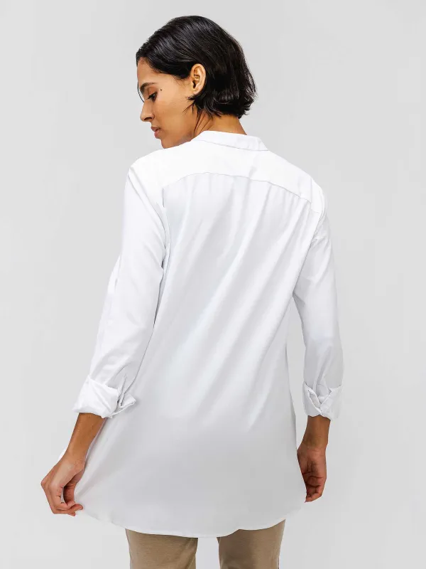 Clearance White Women'S Aerozero° Band Collar Tunic Women'S Shirts