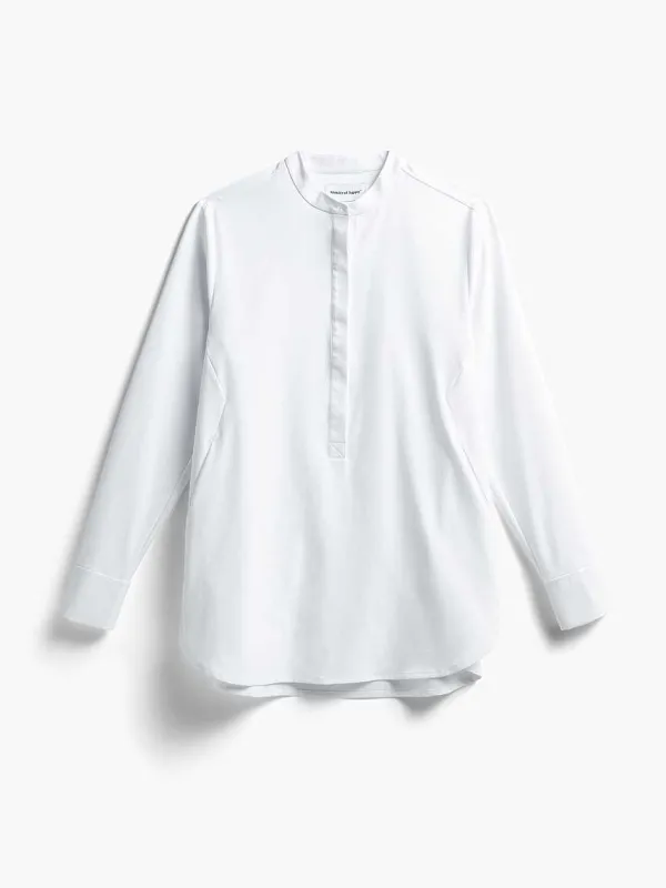 Clearance White Women'S Aerozero° Band Collar Tunic Women'S Shirts